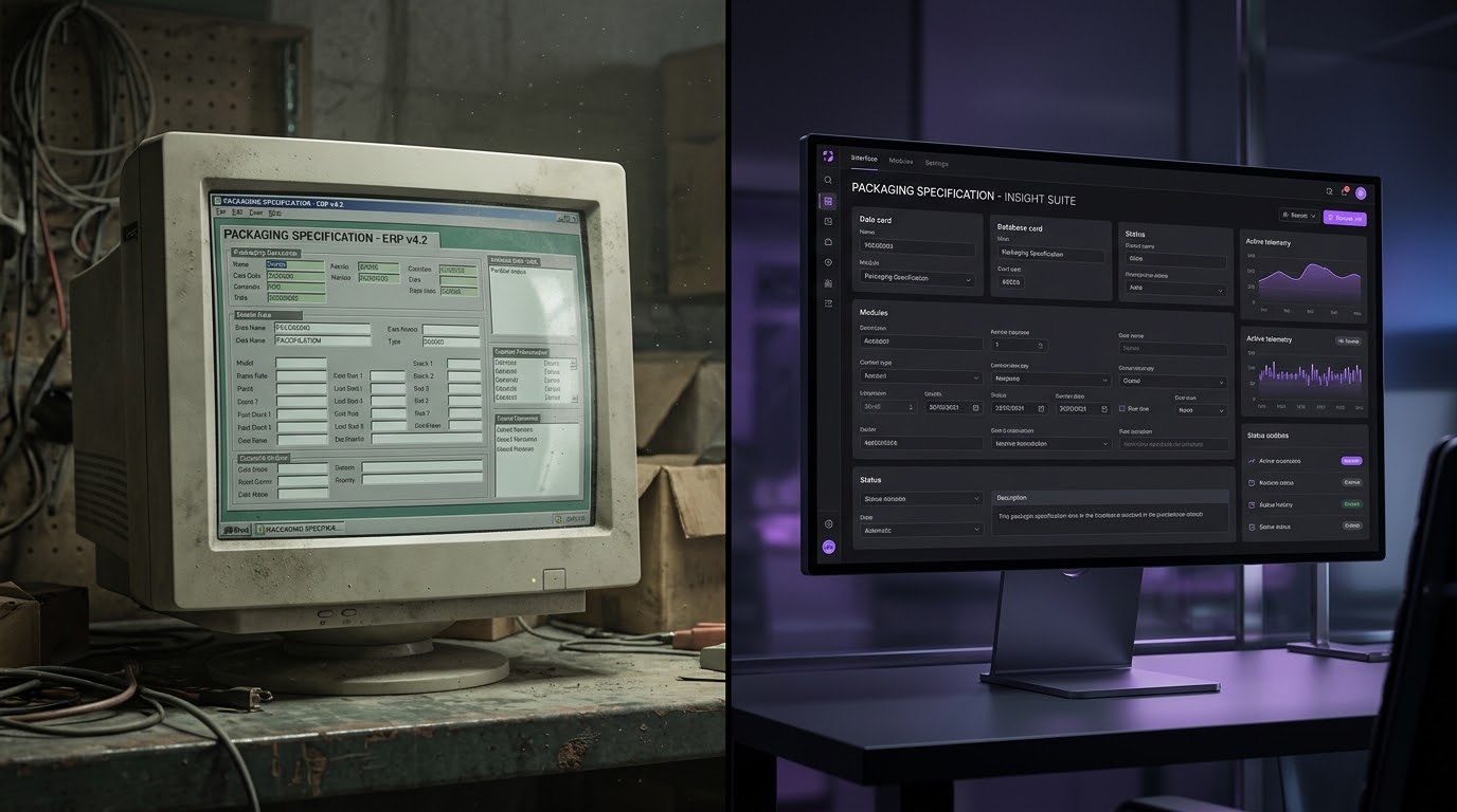 Confronto monitor CRT Access 2003 e workstation moderna dark mode
